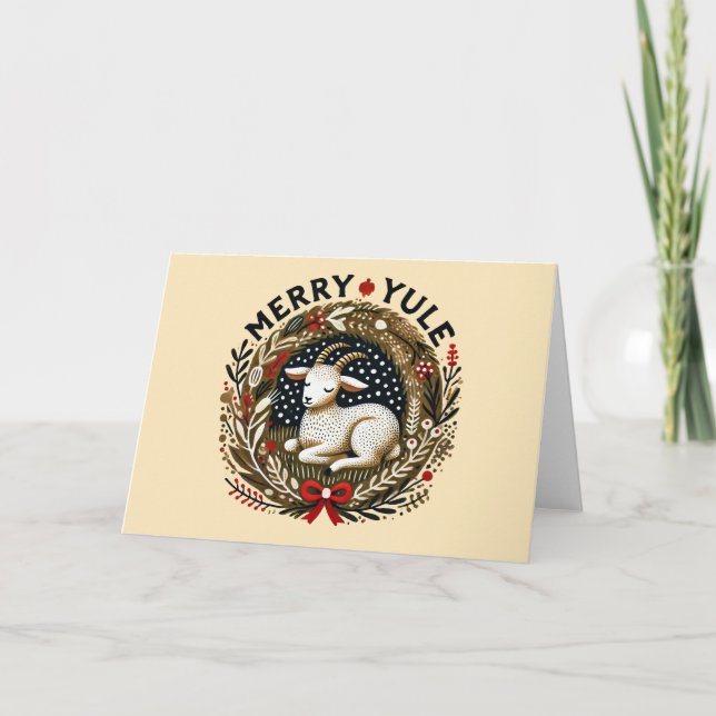 Tarjeta Merry Yule Goat (Anverso)