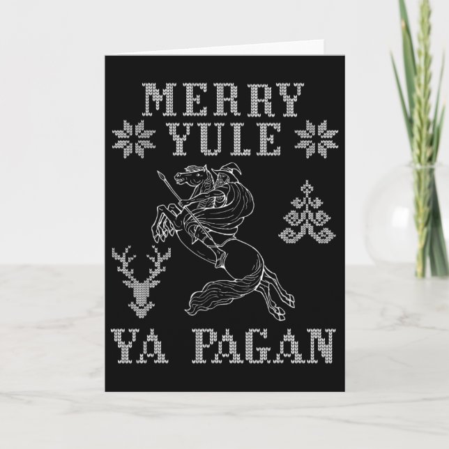 Tarjeta Merry Yule Ya Pagan Odin En Sleipnir Viking Christ (Anverso)
