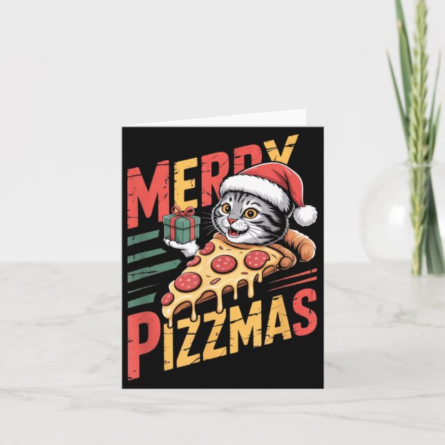 Tarjeta Merry Zzmas Christmas Cat Funny Zza Lover Xmas Cat (Anverso)
