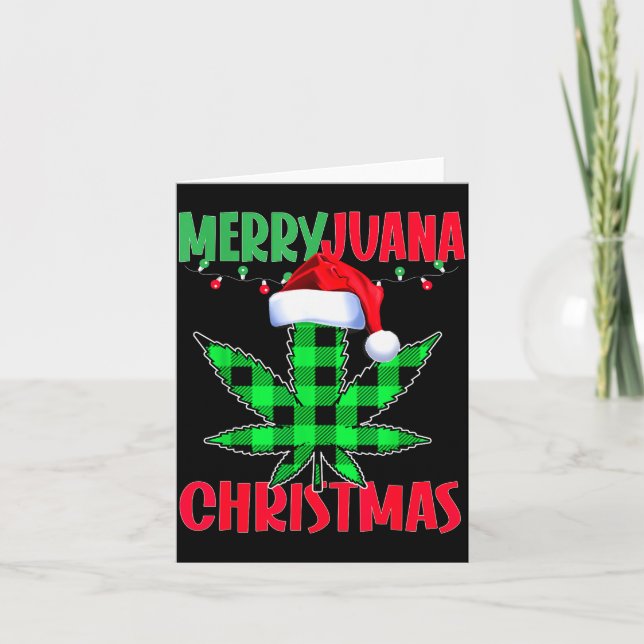 Tarjeta Merryjuana Weed Leaf Funny Christmas Pajama X-mas  (Anverso)
