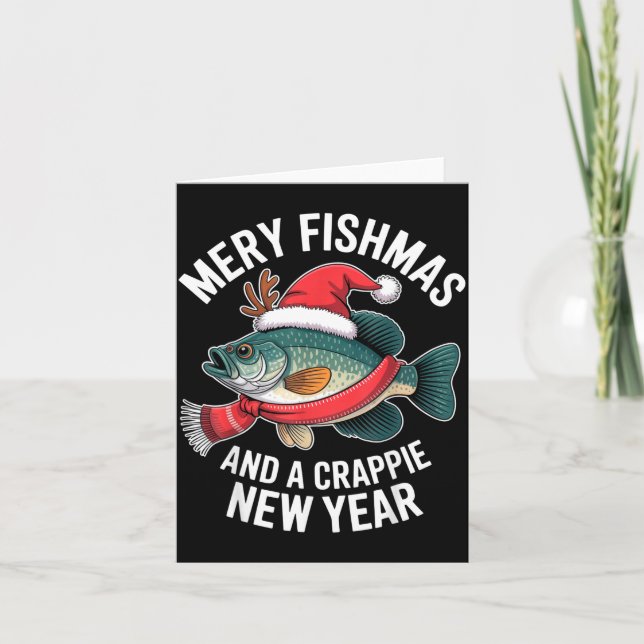 Tarjeta Mery Fishmas And A Crape New Year Funny Fishing Ch (Anverso)