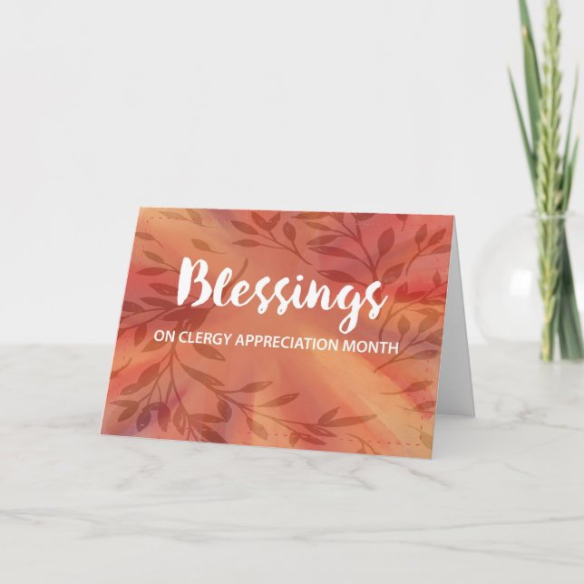 Tarjeta Mes de Agradecimiento al Clero Bendiciones Acuarel (Anverso)