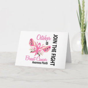 Tarjeta Mes de Conciencia sobre el Cáncer de Mama Mariposa