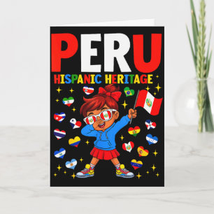 Tarjeta Mes de la Herencia Hispana Bandera de Perú Niña Pe