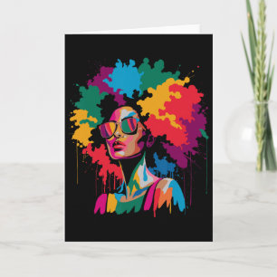 Tarjeta Mes de la Historia Negra Afro Melanina Goteando Mu