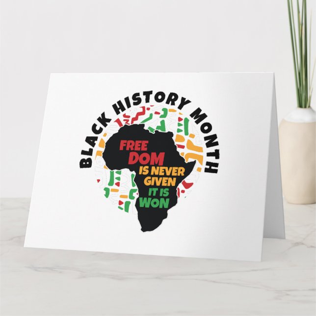 Tarjeta Mes de la Historia Negra La libertad nunca se da,  (Anverso)