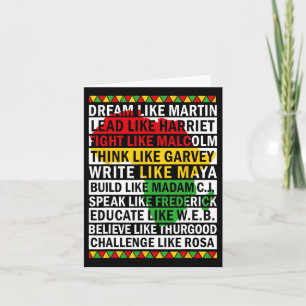 Tarjeta Mes de la historia negra sueña como líderes africa