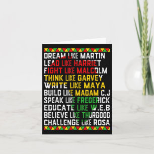 Tarjeta Mes de la historia negra sueña como líderes africa