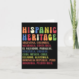 Tarjeta Mes del Patrimonio Hispano Países Nombres Tee