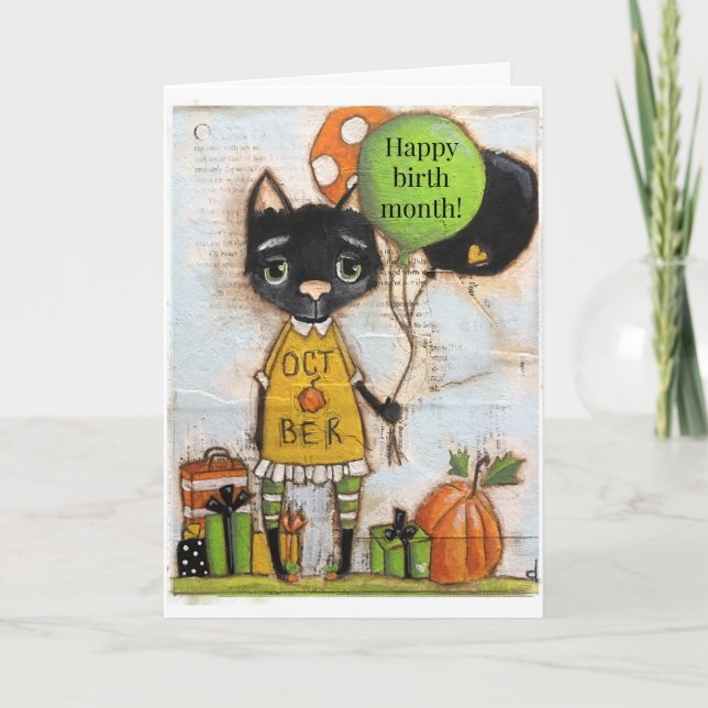 Tarjeta Mes feliz de nacimiento - Octubre (Anverso)