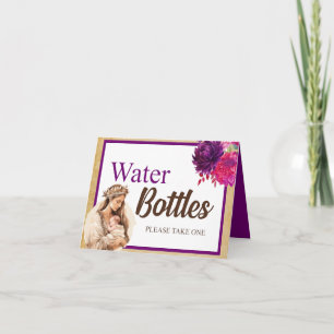 Tarjeta Mesa de Botella de Agua Purple Boho Baby Shower