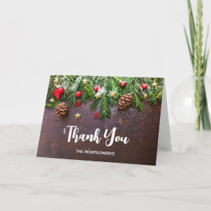 Tarjeta Mesa de Navidades rusos con pino y nieve gracias