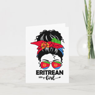 Tarjeta Messy Bun Chica Eritrea Y Bandera Eritrea Gles Nda