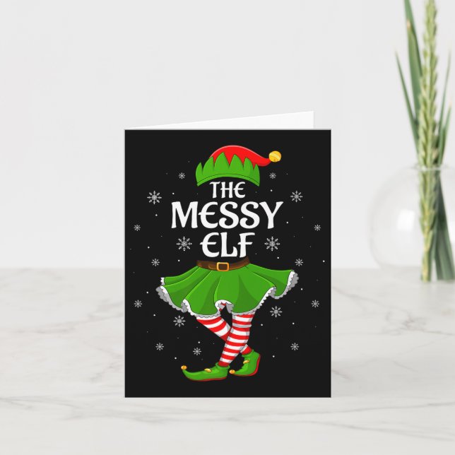 Tarjeta Messy Elf Christmas Family Girls Women Elf Squad X (Anverso)