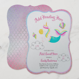 Tarjeta metálica de invitaciones de MERMAID rosado