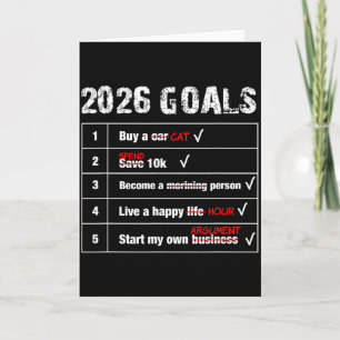 Tarjeta Metas divertidas 2026 Año Nuevo Sarcásticas