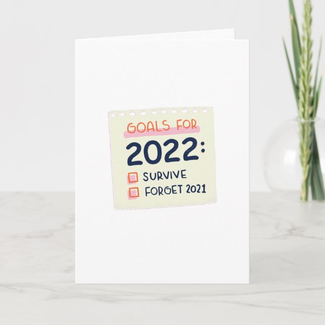 Tarjeta Metas para 2022: Sobrevivir, Olvidar 2021 (Anverso)