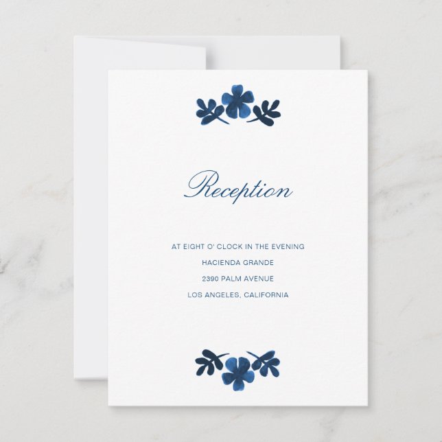 Tarjeta Mexicana de Recepción de Boda Otomi - Azul (Anverso)