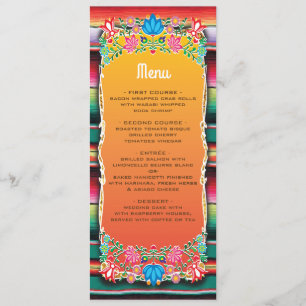 Tarjeta mexicana del menú de la boda de la fiesta