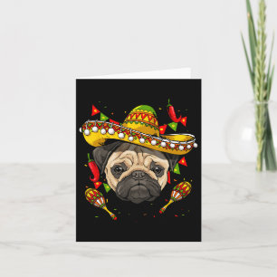 Tarjeta México Cinco De Mayo Pug Perro Amante Mascota Pug 