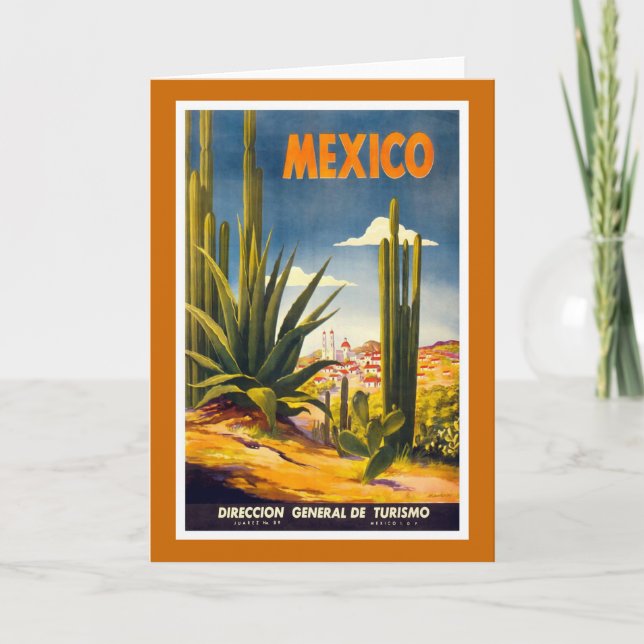 Tarjeta "México" Póster de viaje vintage (Anverso)