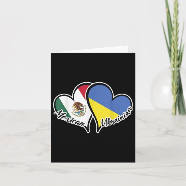 Tarjeta México Ucrania Bandera Corazón Mitad Mexicano Mita (Anverso)