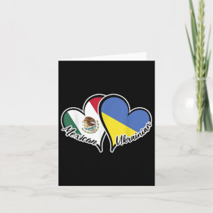 Tarjeta México Ucrania Bandera Corazón Mitad Mexicano Mita