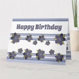 Tarjeta Mezcla De Rayas Y Floral Azul