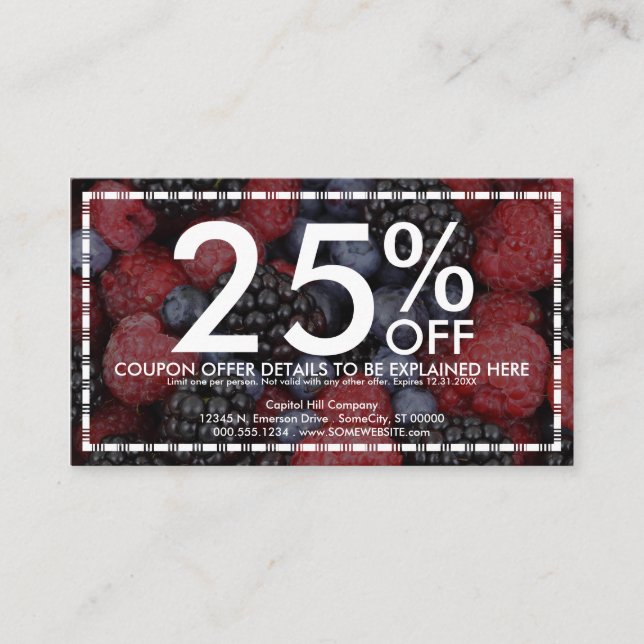 tarjeta mezclada de la cupón de las bayas (Anverso)