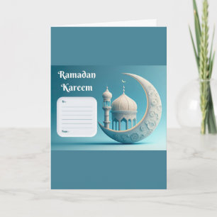 Tarjeta Mezquita de acuarela suave Serenidad de Ramadán