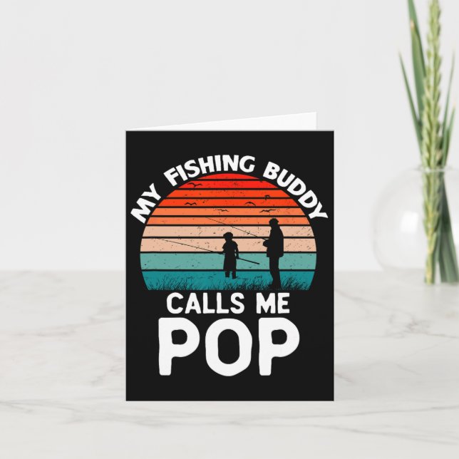 Tarjeta Mi amigo pescador me llama abuelo retro viejo (Anverso)