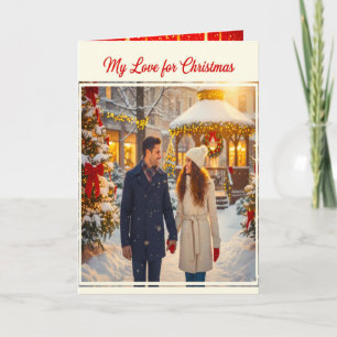 TARJETA MI AMOR POR LA ESCENA DE HOMBRE Y MUJER DE NAVIDAD