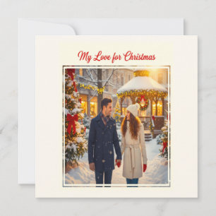 TARJETA MI AMOR POR LA ESCENA DE HOMBRE Y MUJER DE NAVIDAD
