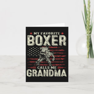 Tarjeta Mi boxeador favorito me llama abuela bandera de EE