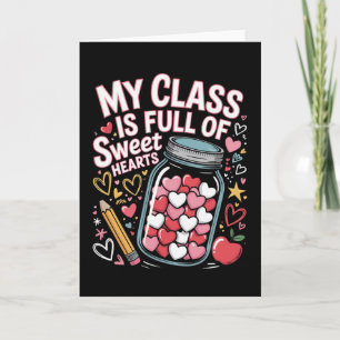Tarjeta Mi clase está llena de corazones dulces Maestra Sa