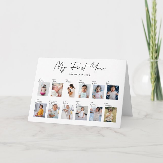Tarjeta Mi Colage de Fotos del Primer Año (Anverso)