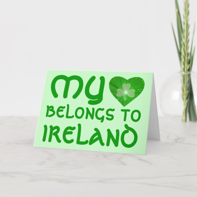 Tarjeta "Mi corazón pertenece a Irlanda" verde (Anverso)