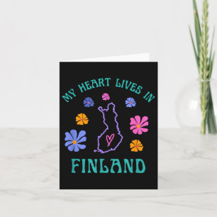Tarjeta Mi corazón vive en Finlandia Retro Groovy Viajes Y