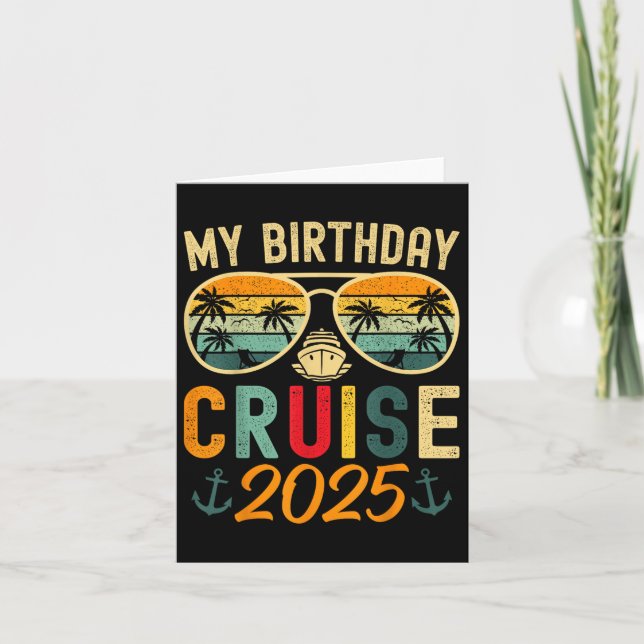 Tarjeta Mi crucero de cumpleaños 2025 Fiesta Vaca (Anverso)