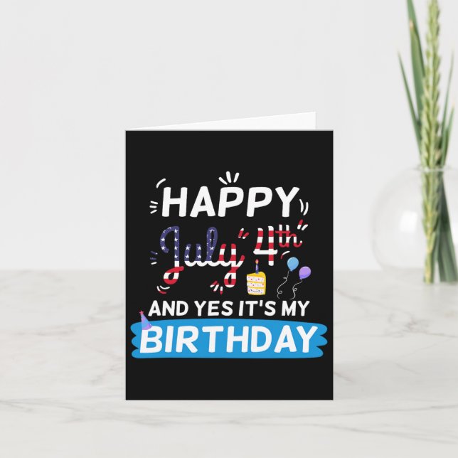 Tarjeta Mi cumpleaños, 4 de julio, Día de la Independencia (Anverso)