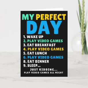 Tarjeta Mi Día Perfecto Jugar Videojuegos Divertido Gamer