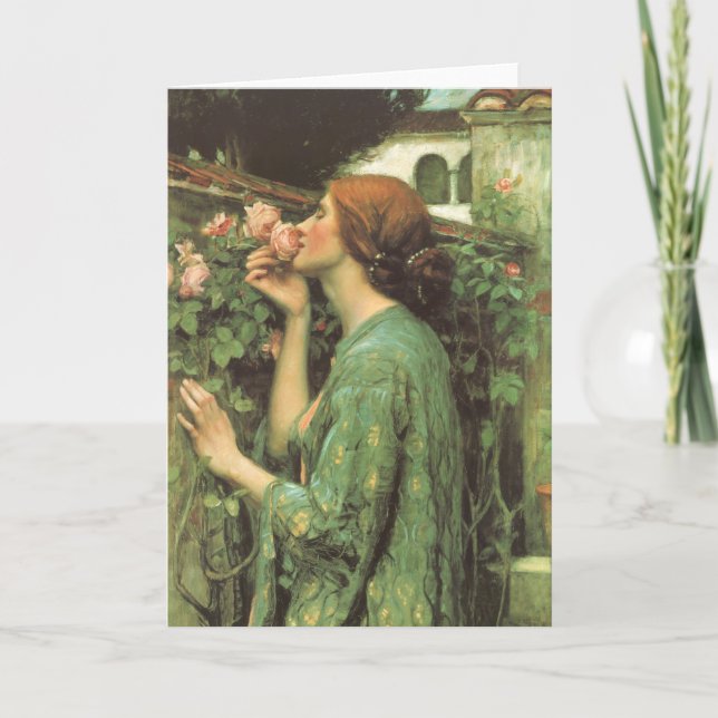 Tarjeta Mi dulce Rosa, o el alma del Rosa por Waterhouse (Anverso)
