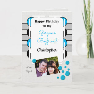 Tarjeta Mi espléndido cumpleaños de fotos azules del novio