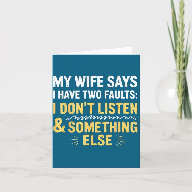 Tarjeta Mi esposa dice que tengo dos defectos Esposo Espos (Anverso)
