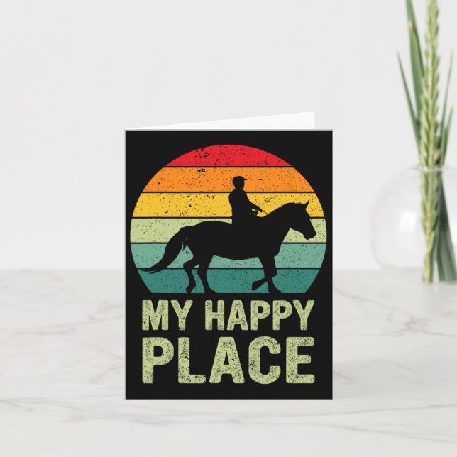 Tarjeta Mi feliz lugar Caballo Lover Hopseback Riding Eque (Anverso)