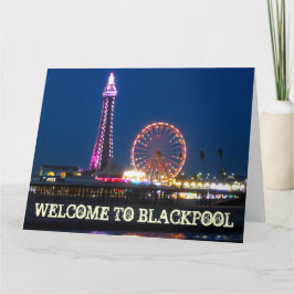 Tarjeta Mi foto de Black Pool Central Pier Lights Cushion
