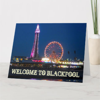 Tarjeta Mi foto de Black Pool Central Pier Lights Cushion