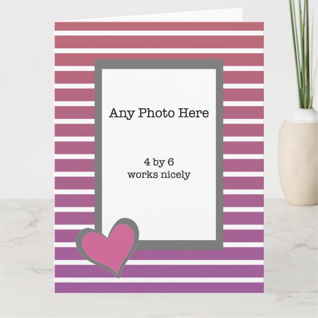 Tarjeta Mi foto y un corazón rosado en San Valentín (Anverso)
