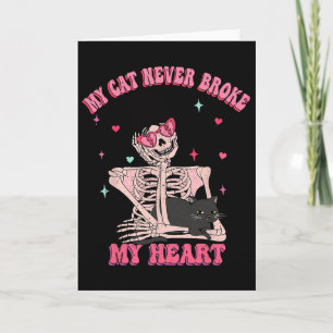 Tarjeta Mi gato nunca rompió mi corazón divertido anti San