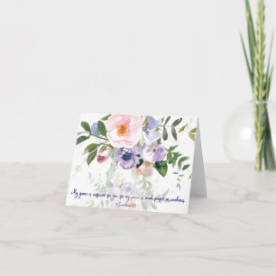 Tarjeta Mi gracia es suficiente, floral acuarela pastel n